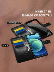 PU Leather Protective Phone Case For Honor, Wallet Design, Rock Texture Painting Pattern, Stand Function, Lanyard Included, Suitable As Gift - Multicolor - View 4