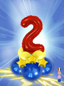 12 Stücke/Set rote große Zahlen 0-9 Ballons, Stern Ballons, Geburtstags Deko Ballons, blaues und gelbes Ballonset, geeignet für Geburtstag, Party Deko, Jahrestag, Abschluss, Vatertag Deko Geschenke