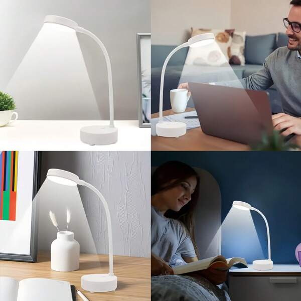 Lampada da scrivania LED con 3 livelli di luminosità regolabile, alimentata tramite USB, luce bianca calda delicata per gli occhi - collo regolabile, adatta per casa, ufficio, lettura e studio, regalo ideale, luce dimmerabile