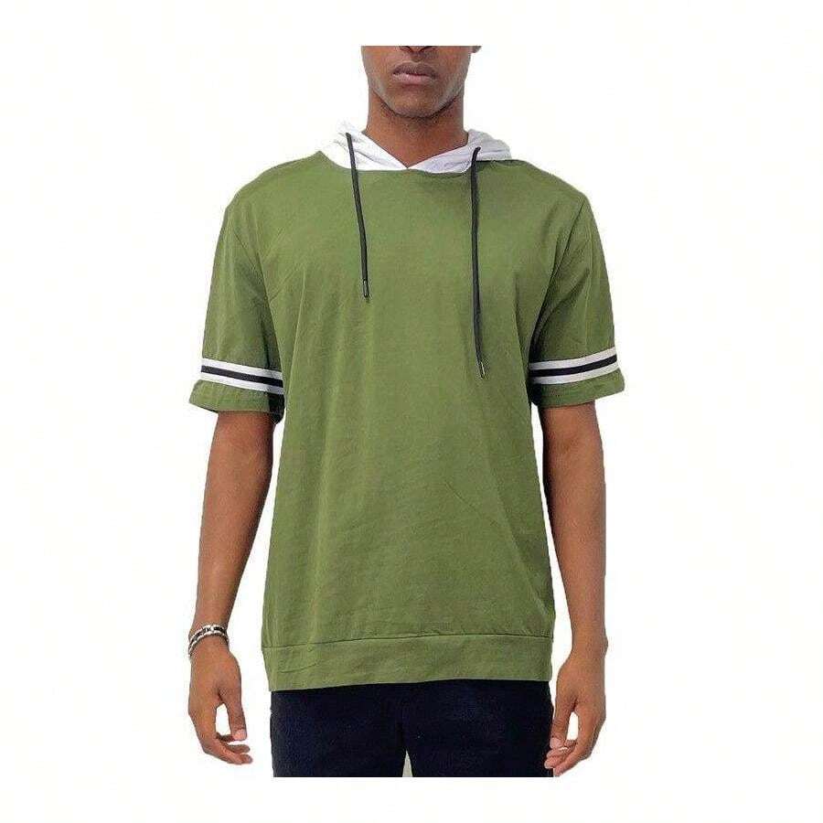 Camisa con capucha de manga corta - Aceituna - Ver 1