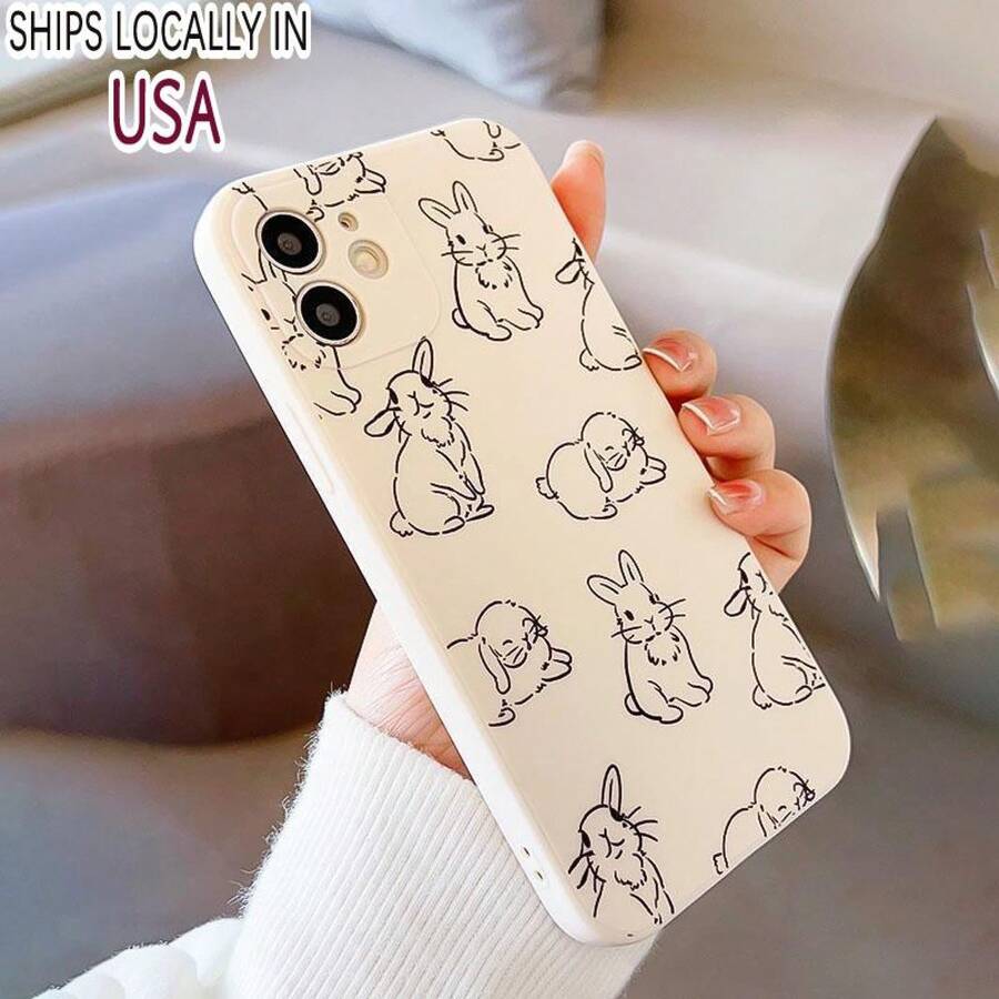 Cute Rabbit Pattern Phone Case, Anti-Drop Cellphone Protective Case, Total Protective Shockproof Mobile Phone Cover For IPhone 12 13 14 15 16 Pro Max