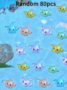 80/50/20/10/1pc Mini Night Glow Marine Animals Devil Fish,Colorful Miniature Realistic Devil Fish Decoration,Teenagers' Gift Or Incentive,Fish Species Birthday Gifts Graduation Party Gifts,Miniature Things Figurines To Hide For DIY Decoration, Ocean Style Party Ornaments