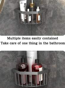 1 Pezzo Organizer per lavandino, porta sapone, tappo dello scarico, portaspugna, cestino portaoggetti multifunzione anti-ruggine, mensola da parete per cucina e bagno, colore nero/grigio