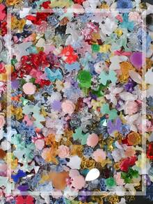 10 جرام / 50 جرام / 100 جرام من الزينة الملونة المختلفة الأشكال ثلاثية الأبعاد للأظافر، على شكل قلب وزهرة وفيونكة، من الراتنج المسطح للخلفية، أحجار الراين لتزيين الأظافر، مستلزمات DIY للمشغولات اليدوية والمجوهرات ومستلزمات الأظافر