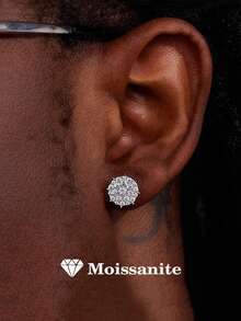 rainonme 1 对男女通用时尚莫桑石嘻哈耳钉首饰防过敏 925 纯银首饰适合男女日常佩戴生日、情人节、订婚结婚周年生日圣诞礼物特殊场合礼物 - 銀色 - 查看 4