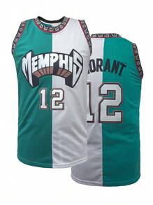 Jersey de baloncesto para hombres n.º 12 verde y blanco sin mangas con cuello redondo amplio y bordado de letras y números, adecuado para baloncesto, deportes, running y fitness