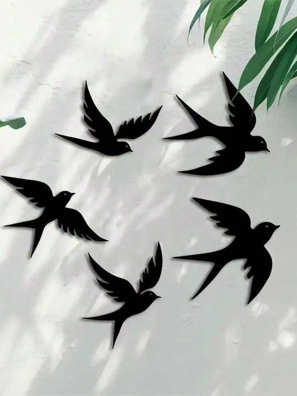 5 pièces Décoration en métal en forme d'oiseau, convient pour la décoration intérieure/extérieure, mur, porte, enseigne