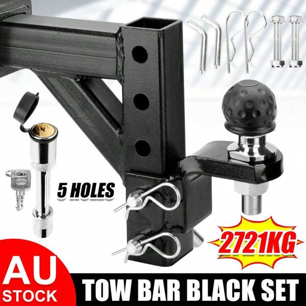 Adjustable 50MM Tow Bar Tongue Hitch Drop Towbar Ball Mount Trailer Caravan 4WD