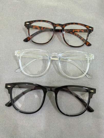 Small Frame Casual Plain Glasses For Men And Women,And For Computer Reading Gaming TV Phones,Anti Eyestrain,Clear Lens Eye Protection, Suitable For Parties, Shopping And Taking Photos, Glasses Are Available In A Variety Of Colors (Black Glasses, Leopard Glasses, Transparent Glasses),Festival Accessories, Gift Ideas For Women