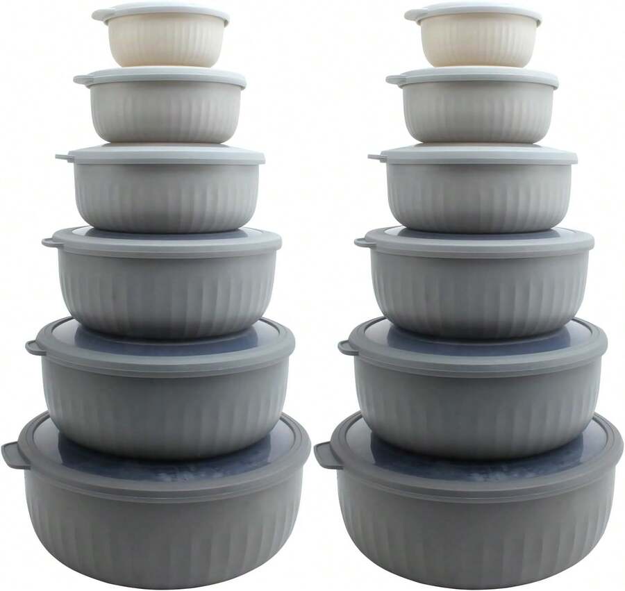 COOK WITH COLOR Prep Bowls With Lids- Wide And Deep Nesting Plastic Small Mixing Bowl Set With Lids, 8 Piece Set - Wide Bowls, Gray - Gray - View 1