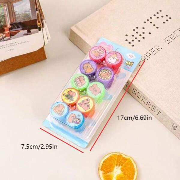 10 piezas Nuevos Sellos de Capibara Lindos, disponibles en múltiples colores y materiales, perfectos para recompensas en el aula, fiestas, manualidades DIY, regalos de cumpleaños, regalos de fiesta, regalos navideños, regalos de regreso a la escuela (estilo y color aleatorios)