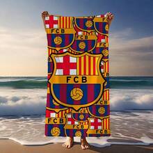 Toalla de playa del Barcelona FC - Liviana, absorbente de poliéster, esterilla para nadar, gimnasio y yoga - Compañero de viaje ideal para la playa, la piscina y el camping de verano, accesorios de playa con diseño moderno y tela absorbente, artículos esenciales de playa
