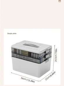 1 pieza Organizador de medicina de plástico de 3 niveles, caja organizadora de medicina, caja de almacenamiento de medicina portátil con ventana de visualización, caja organizadora de medicina de plástico, inodora, segura para alimentos, caja de almacenamiento médico multifuncional para el hogar, con cierre, compartimientos y asa. Para uso doméstico, dormitorio, dormitorio, baño, viajes al aire libre, almacenamiento debajo de la cama, viajes y oficina, color blanco.