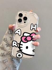 Sanrio Minimalist Big Face Hello Kitty IPhone Case Compatible With IPhone 11/12/13/14/15/16 Pro/Pro Max/Plus, Clear Soft Shell With Oversized Graphic, Stylish Protective Case For Daily Use