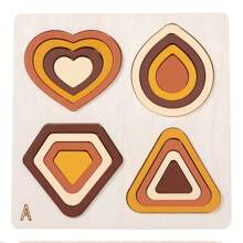 Juego de rompecabezas tridimensional de ensamblaje con tablero y formas de madera para la educación temprana de niños, para interacción entre padres e hijos, y entrenamiento del pensamiento lógico y la coordinación