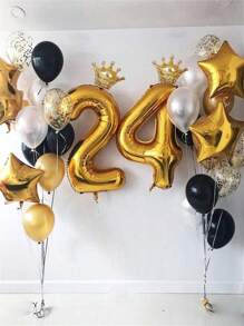 1/2 piezas Globo número corona de oro - Globos de número de oro de 40 pulgadas con minúsculas coronas de oro, perfectos para fiestas de cumpleaños, aniversarios, celebraciones de 100 días, fiestas del Día de los Caídos, decoración de interiores, fotografía en exteriores