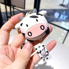 Cartoon Silicone Cows Car Keychains Creative Cute Animal Milk Cow Pendant Car Keychains Car Bag Accessories Jewelry Christmas Gifts - Multicolor - View 5