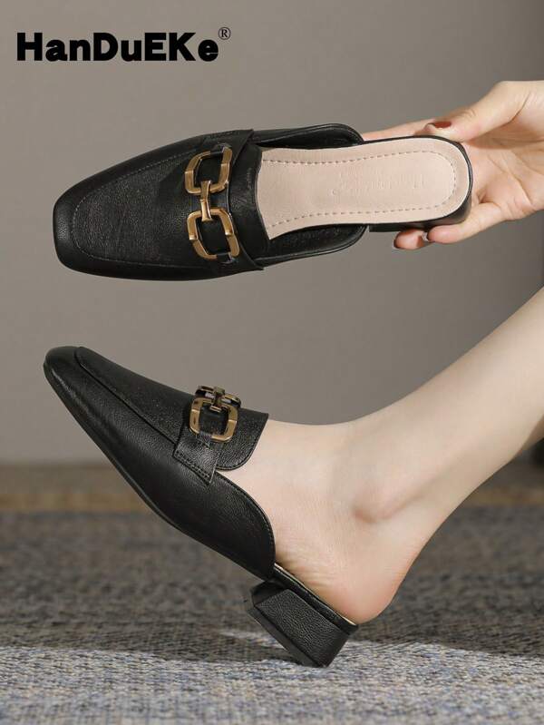 Women's Platform Slide Sandals, Chunky Heel Slip-On Loafers, Comfortable Retro Mules, Spring/Summer 2025 New Arrival