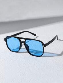 1/2/3/4/5/6pcs Sporty Outdoor Y2K Retro Driving Travel Beach Fashion Large Frame Fashion Glasses, Summer Back To School Fashionable Preppy School Look - Black+Blue+Tea+Orange - View 5