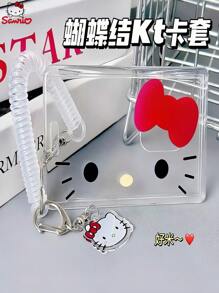 Sanrio 1 pieza Titular de tarjeta transparente de Hello Kitty de Sanrio, adecuado para tarjetas de identificación, tarjetas de comida, tarjetas de control de acceso, tarjetas de campus de ascensor, tarjetas de autobús, certificados de trabajo y credenciales
