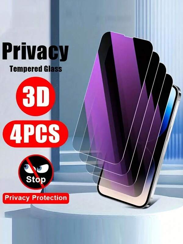 4 Pcs [ Privacy+ Anti Blue Light ] Tempered Glass Screen Protector Film Compatible With IPhone Gift For Birthday, Family, Friends Anti-Spy, Phone Screen Protector, Phone Accessories