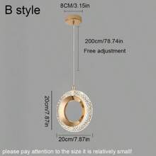 Lampada a sospensione moderna a forma di mezzaluna LED dorata, paralume ellittico in acrilico, temperatura di colore regolabile da 3000K a 6000K, luce a soffitto LED dimmerabile, adatta per isola della cucina, sala da pranzo, camera da letto - Luce a sospensione circolare con cavo regolabile