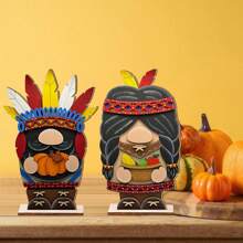 1/2/240Set 2D Flat Fall Gnome Wooden Tabletop Decor,Rustic Pumpkin Harvest Desk Decor Sign For Farmhouse Thanksgiving Autumn Theme Party Kitchen Decor