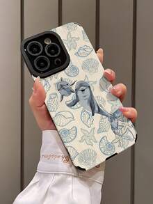 1pc New Blue Shell Pattern Classic Anti-Drop Soft TPU Phone Case Compatible With Iphone And S17/S17 Air/S17 PRO/S17 PRO MAX - Multicolor - View 3
