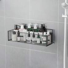 Stainless Steel Wall-Mounted Organizer Basket For Bathroom, Kitchen, And Shower - Self-Adhesive, Space-Saving Design With Multiple Shelves For Toothbrushes, Cosmetics, And More, Bathroom Storage Modern Bathroom Accessory Durable Construction, Bathroom Organizer Rack Bathroom Accessories Back To School