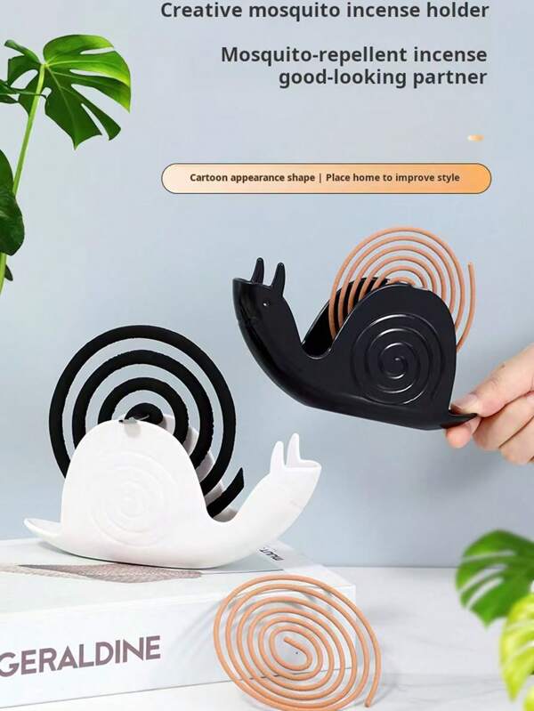 1 pièce Support d'encens en forme d'escargot - Décoration d'intérieur créative et mignonne, en plastique ignifuge noir ou blanc, support de spirale anti-moustiques, convient pour la Saint-Patrick, Pâques et la décoration printanière de la chambre, conçu pour la salle de bain ou le salon, accessoire de parfum d'intérieur