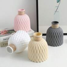 Vase aus Hanfseil mit Ananasmuster, Kunststoff, simpler und frischer Blumenvasen-Effekt mit Wellenstruktur