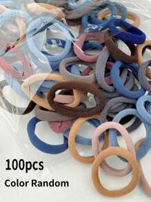 100pcs/50pcs/10pcs Women Muted Color Random Assorted Simple Elegant Versatile High Elasticity 4cm/1.57in Hair Ties, Suitable For Ladies Daily Decoration, Ponytail, Sports, Commuting, Cleaning Use Hair 