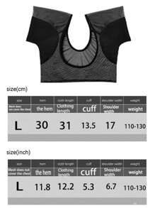 1 Solid Color Underarm Sweat Pad Vest, Washable And Reusable Mesh Breathable Quick Drying Anti Sweat Short Sleeved Women(L) Summer Cooling,Beach,Travel