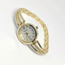 Elegant Women's Gold Quartz Watch-Roman Dial And Diamond Accented Steel Bracelet - Vàng - Xem 1