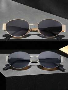 1副/2副黑色和棕色金属框椭圆形女式眼镜，适合日常佩戴、旅行、度假、海滩等场合。 - 彩色 - 查看 12