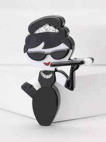 1 pezzo Spilla da donna con figura di donna che fuma in acrilico, spilla da applicare su borse, maglioni, cappotti, cappelli, scarpe, vestiti, abiti