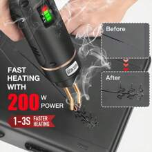 200W Cordless Hotmelt Welding Gun, USB Rechargeable Portable Repair Tool With 5000mAh Long Battery Life, Mica Heating Element, 400pcs Hotmelt Welding Kit, Suitable For Car Bumper And Plastic Repair