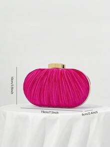 女士优雅褶皱手拿包，盒形晚宴包，适合婚礼、派对和庆典，配有可拆卸肩链 - 玫紅色 - 查看 5