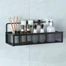 Stainless Steel Wall-Mounted Organizer Basket For Bathroom, Kitchen, And Shower - Self-Adhesive, Space-Saving Design With Multiple Shelves For Toothbrushes, Cosmetics, And More, Bathroom Storage Modern Bathroom Accessory Durable Construction, Bathroom Organizer Rack Bathroom Accessories Back To School