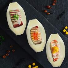 50/100 piezas de bandejas de barco de madera desechables, mini barcos de comida, bandejas de hoja de plato frío para sushi, bolas de tentáculo japonés, alas de pollo frito, tazones de madera para donas, cajas para llevar sashimi, platos para tartas de cumpleaños, adecuado para catering/uso familiar/camping/fiestas