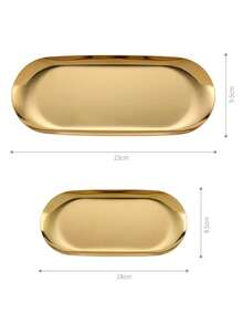1pc High Aesthetic Stainless Steel Jewelry Plate, Cosmetic Metal Plate, Oval Tray. He Immediately Places A Storage Tray To Bring A High-Quality Experience To Your Life. Storage And Organization. Convenient And Practical. Jewelry Storage.
