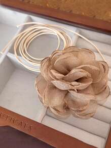 1 French Luxury Three-Dimensional Handmade Rose Strap Neck Chain Hot Girl Abstinence Maid Apricot/Purple/Coffee Clavicle Neck Belt