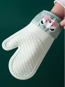 1件装家用防烫隔热手套厨房耐高温加厚硅胶微波炉棉防滑烘焙烤箱手套 - 彩色 - 查看 5