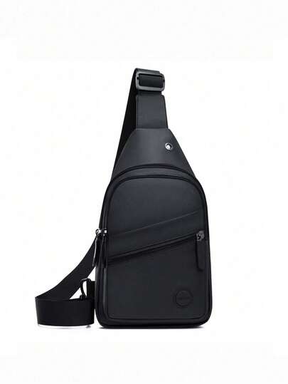 1 st. casual enfärgad midjeväska med dragkedja, flera fickor, justerbar rem, axelremsväska, lätt bröstficka, myntplånbok med hål för hörlurar, för dagligt/utflykt/träning/sprint