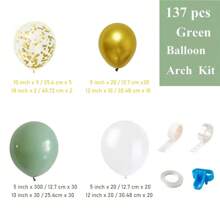 137pcs Sage Green Mixed, 140pcs Blue Mixed, 141pcs Pink Mixed Balloon Garland Kit. Assorted Size Balloons For Party, Birthday, Wedding, Festival Decoration
