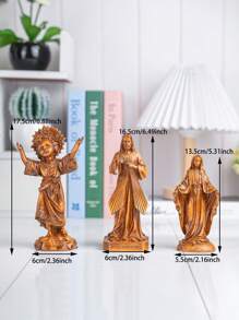 1pc Wooden Texture Christian Believer Virgin Mary And Jesus Decorative Figurine