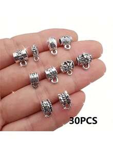10/20/30/50/100 件古银锌合金生命之树吊坠珠适用于 DIY 珠宝制作、手链、项链和耳环工艺配件 - 銀色 - 查看 18