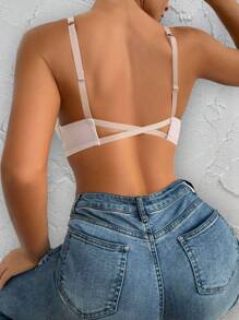 Sexy Push Up Bra For Women Front Closure Underwire Bralette Seamless Criss Cross Backless Underwear For Women Basics Camisole Lingerie Solid Color Comfort Button Front Intimates