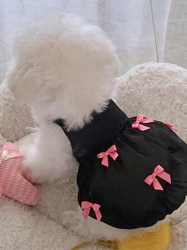 Dog Dress With Bowknot, Fashional All Weather Puppy Clothes Wedding Holiday Princess Pet Dresses For Small Dogs Cats Girl