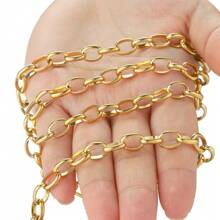 1 & 5 Meters Golden Stainless Steel Wide Chain Oval Chain Ring High Quality Chain For DIY Making Necklace Bracelet Jewelry Chain Accessories